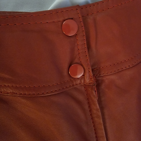 Vintage leather skirt red size 10 - Picture 4 of 13